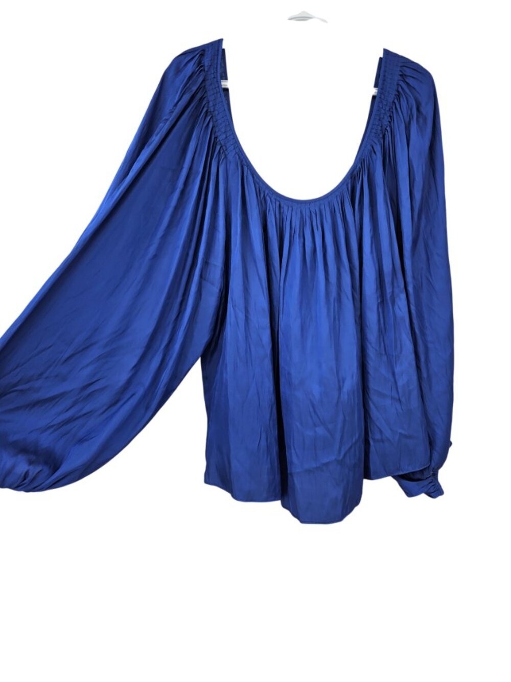 Kobi Halperin Alanna Satin Scoop Neck Blouse Blue Women's Size XXL Party Evening - Picture 2 of 12